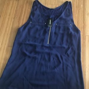 Dark blue sleeveless blouse